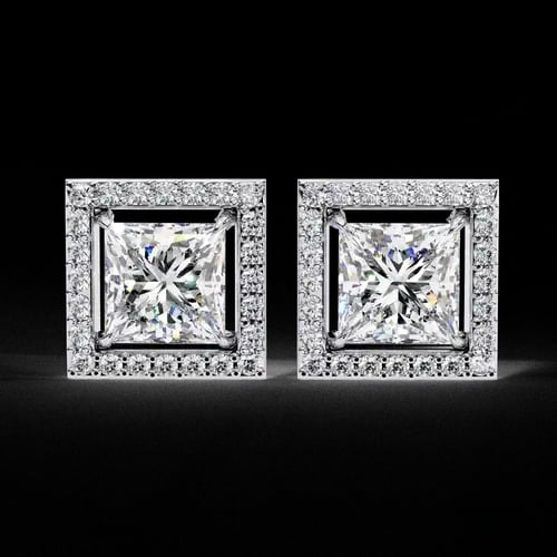 Princess Halo Diamond Studs