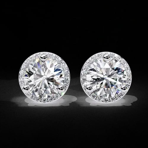 Classic Round Halo Diamond Studs