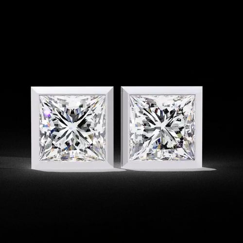 Princess-Cut Bezel Diamond Studs