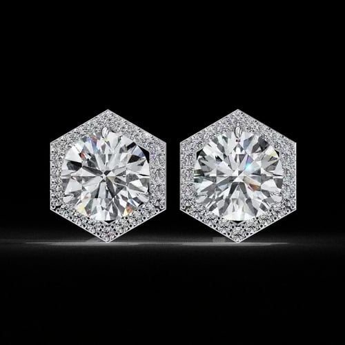 Hexa Halo Diamond Earrings