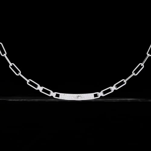 Meridian Pavé Bar Paperclip Necklace
