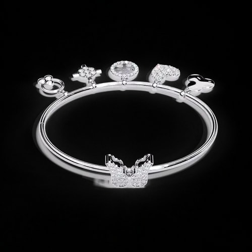 Butterfly Charms Diamond Bangle