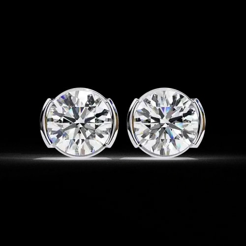 Luna Half-Bezel Diamond Studs