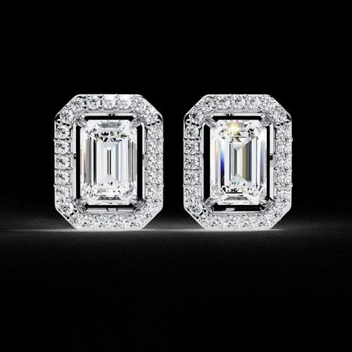 Emerald Elegance Halo Studs