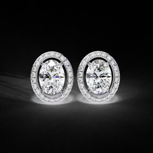 Oval Halo Diamond Studs