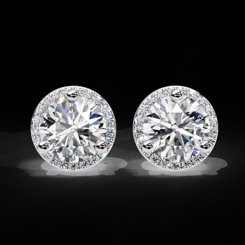 Classic Round Halo Diamond Studs