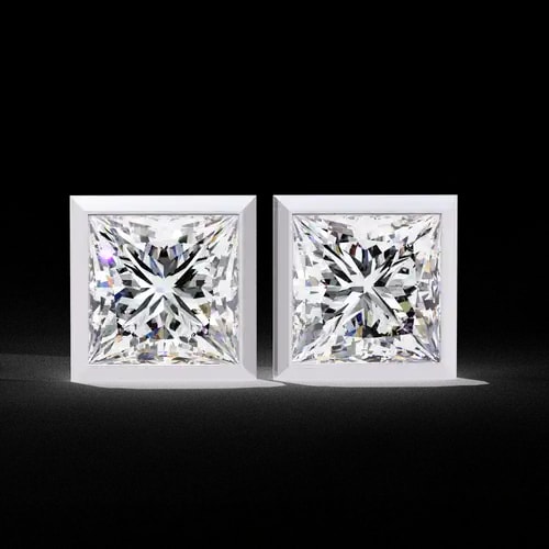 Princess-Cut Bezel Diamond Studs