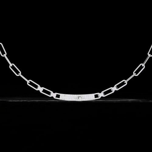 Meridian Pavé Bar Paperclip Necklace